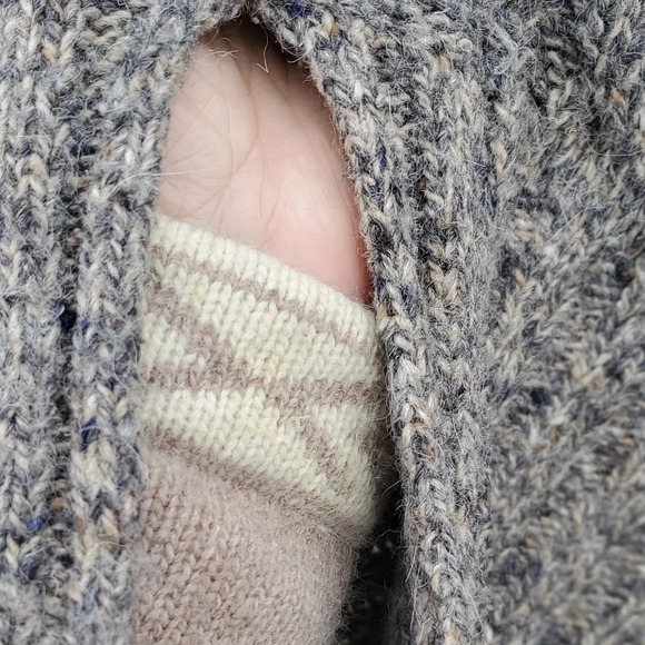 American Eagle Wool Blend  Grey Sweater Mock neck Cable Knit Mens Large - Picture 3 of 7